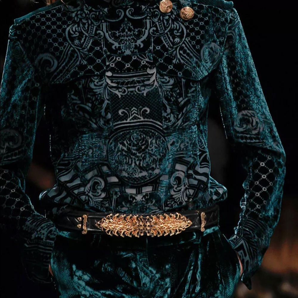 BALMAIN FABERGE RUNWAY VELVET Blouse FR 38 US 6